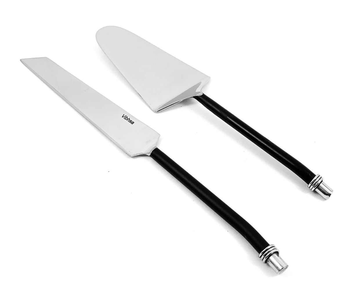 Vibhsa Cake Cutting & Serving Set | Black Twisted Handle, Stainless Steel