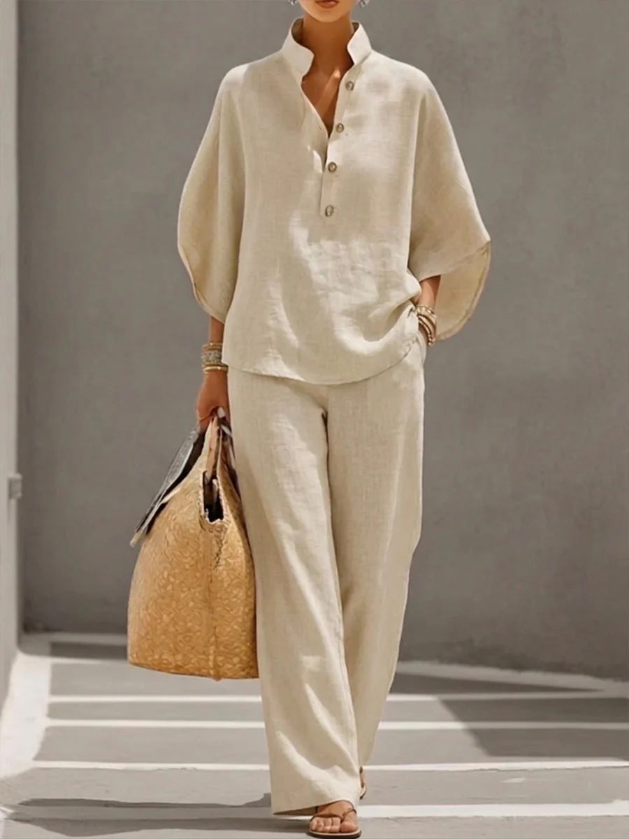 Women’s Casual Shirt and Full-Length Pants Set