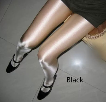 Seamless Crotchless Oil-soaked Stockings Glossy Aurora-like Seamless Apple-shaped Buttock Stockings