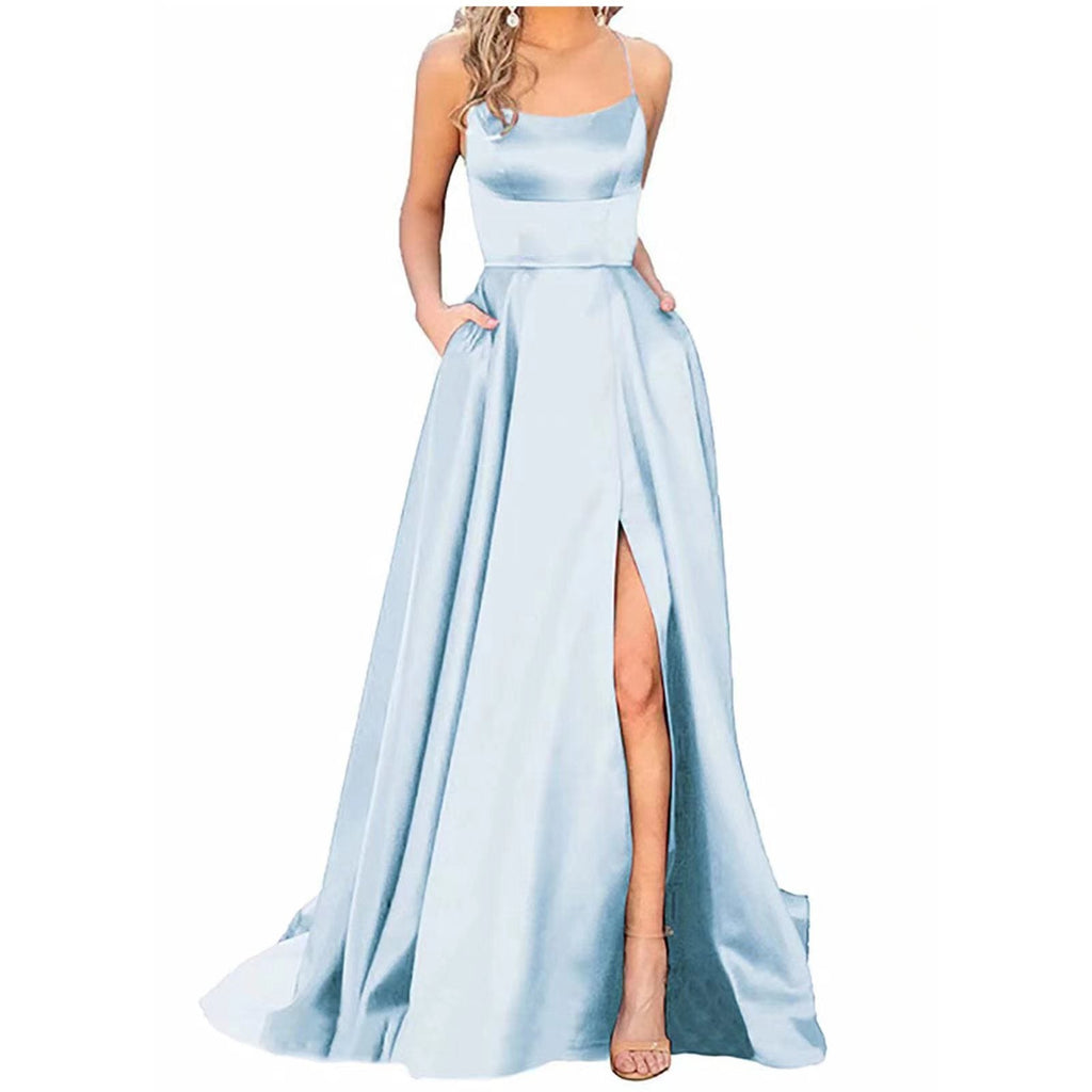 Solid Color Long Slimming And Shoulder Hollow Girlfriends Fashion Bridesmaid Party Dress