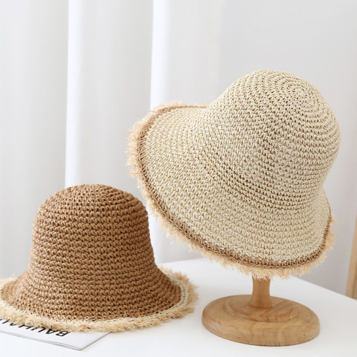 Women's Wide-Brim Fringed Woven Straw Hat | Beach & Vacation Sun Hat
