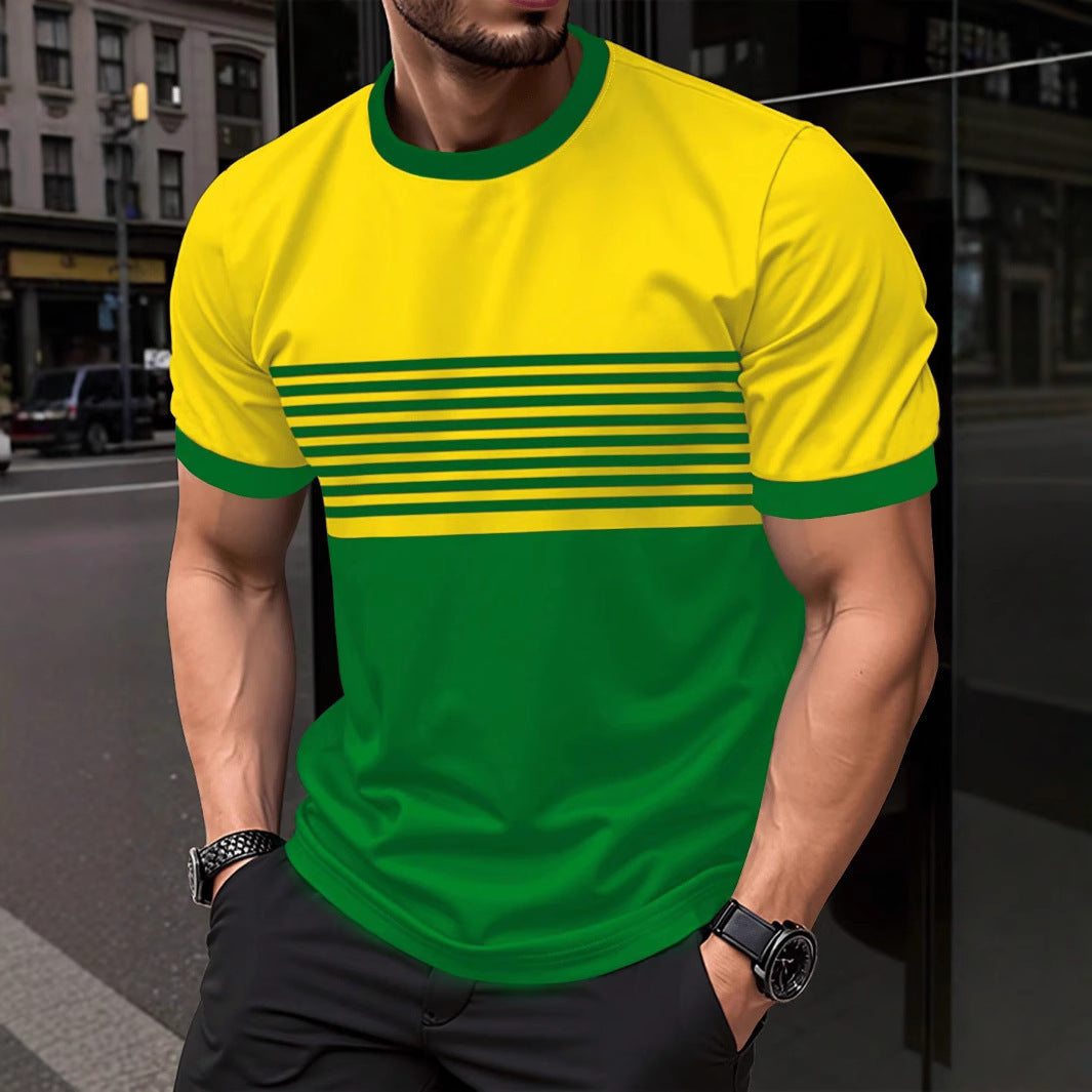 Fashionable And Minimalist Men's Crew-neck Casual Short-sleeve Shirt