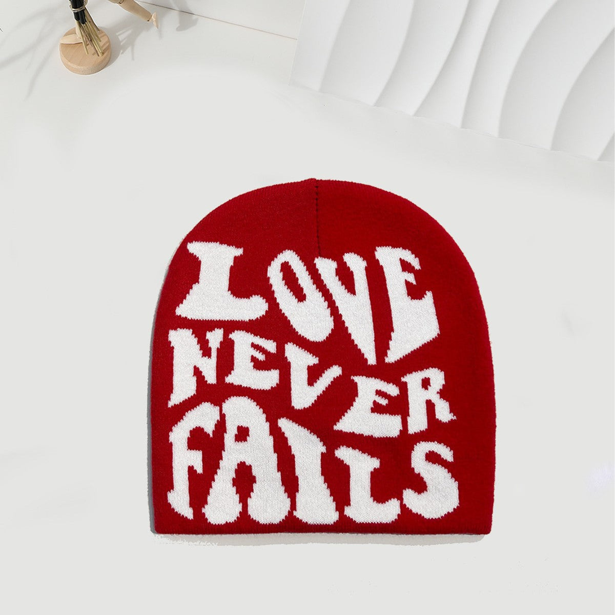 Knitted Jacquard Hat One-size Fits All Beanie Cold Weather Hat Letter Jacquard