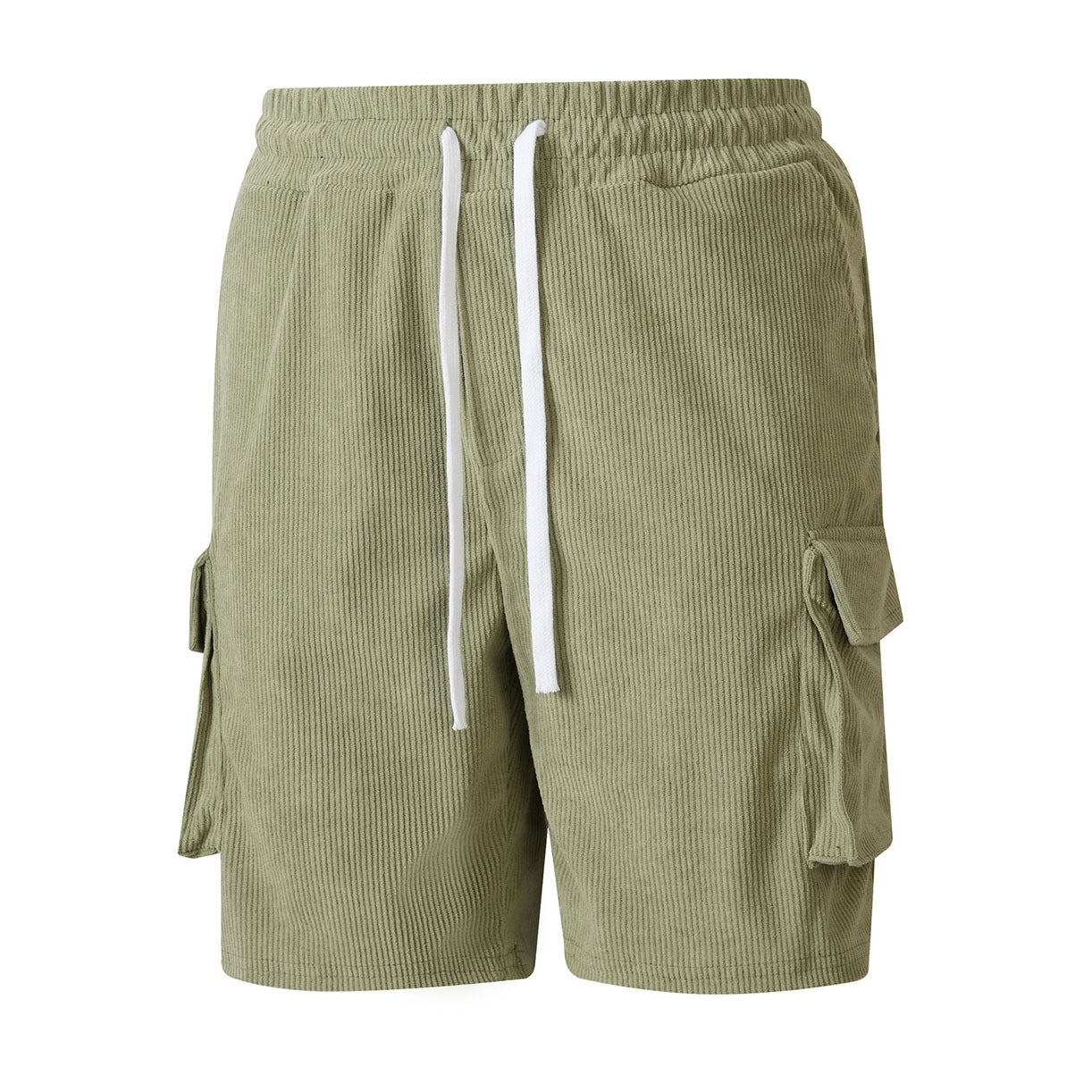 Corduroy Utility Shorts With An Elastic Waist And Drawstring