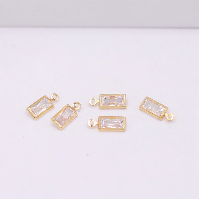 Geometric Zircon Bezel Set Pendant - Gold Plated Color Retention Charm for DIY Earring Jewelry Making Accessories