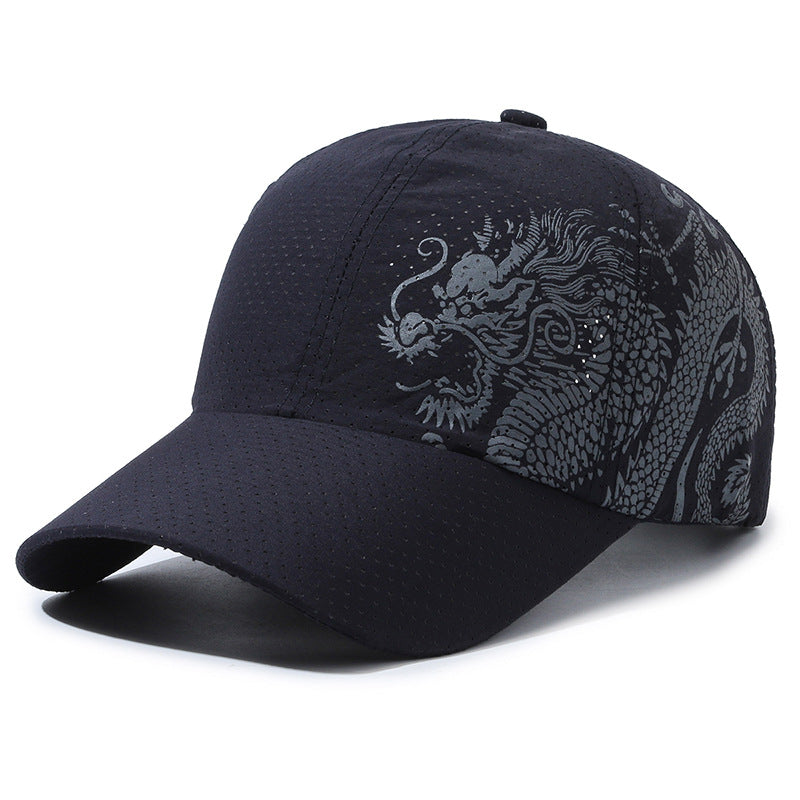 Hat Men's Chinese Style Printed Dragon Baseball Cap Polyester
