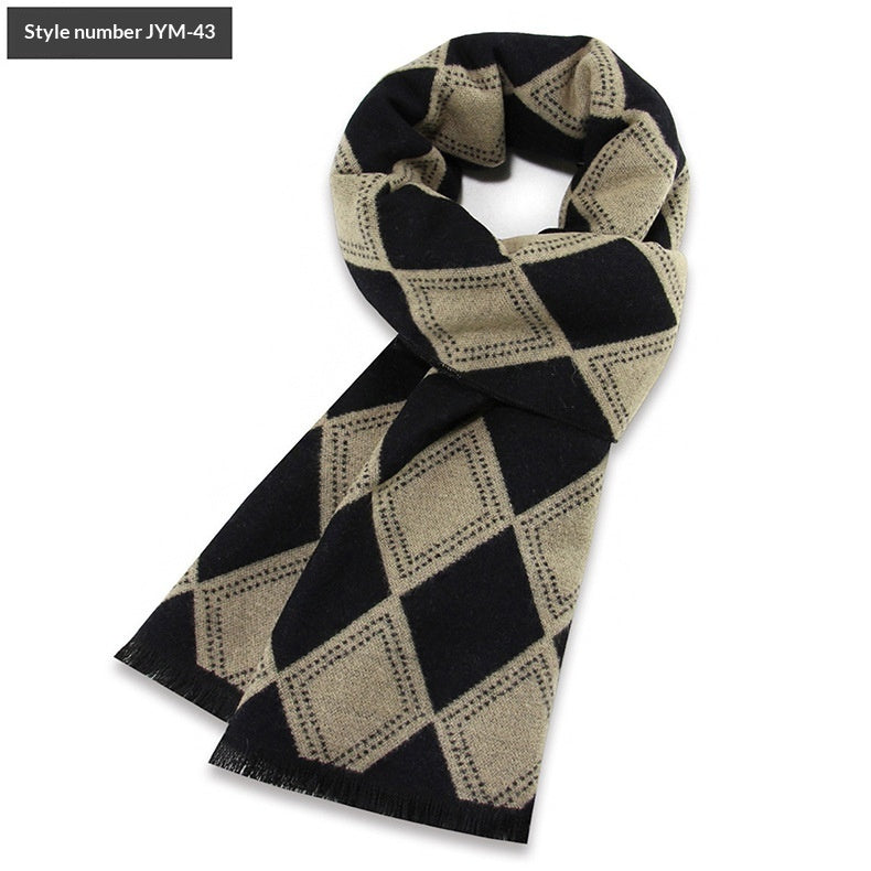 Mens Wool-Blend Plaid Scarf Winter Warmth & Extra Thickness