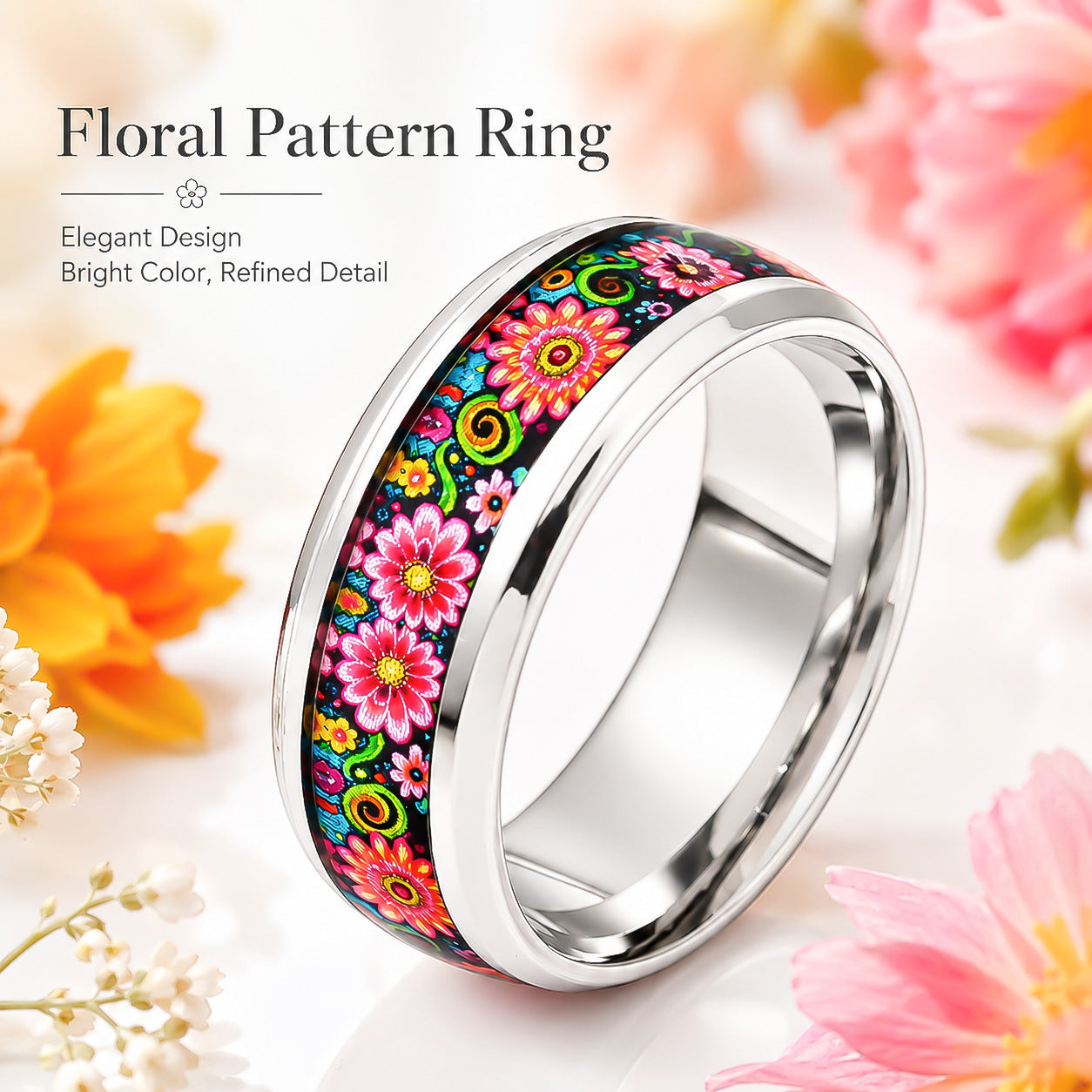 Butterfly Star Moon And Red Rose Colorful Ring For Women