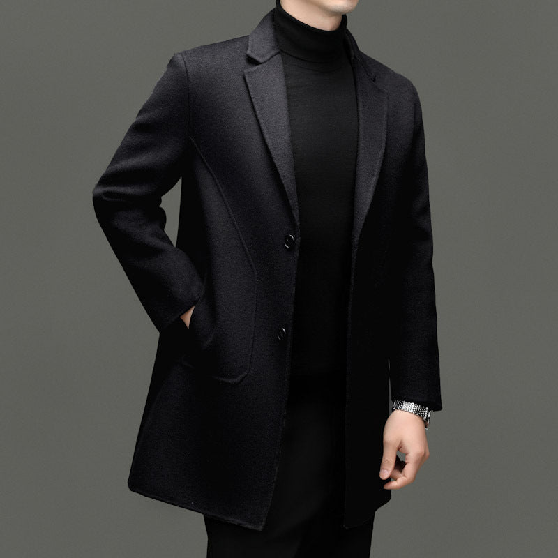 Men's Mid-Length Double-Faced Wool Coat