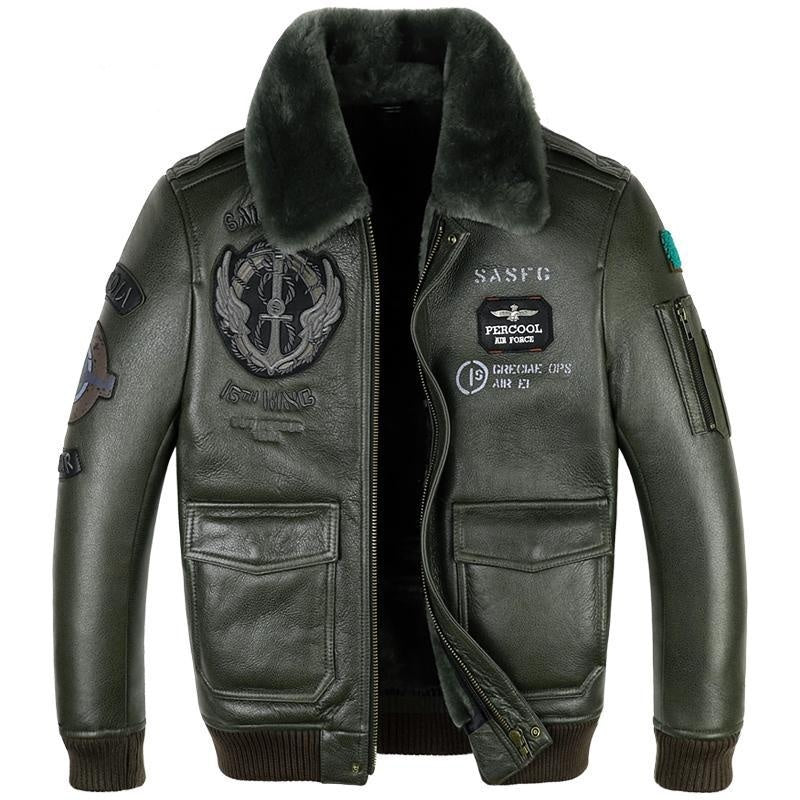 Leather Jacket Flight Suit For Men