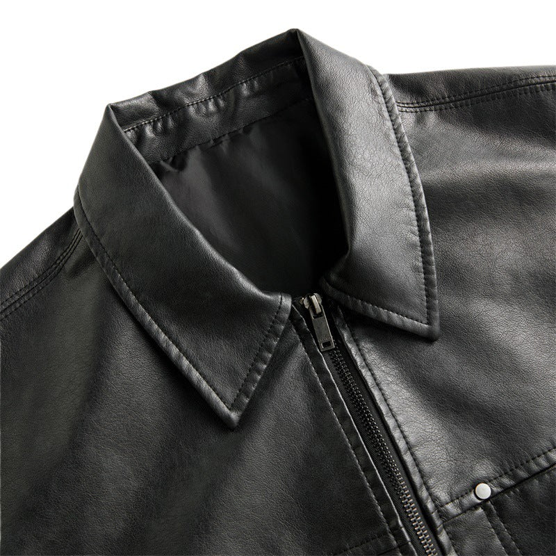 High Street Ins Style Leather Coat Short Sleeve Jacket