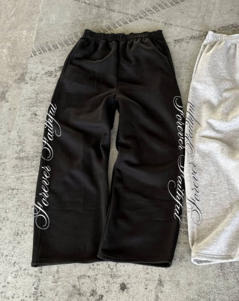 Mens Retro Straight-Leg Lace-Up Casual Pants