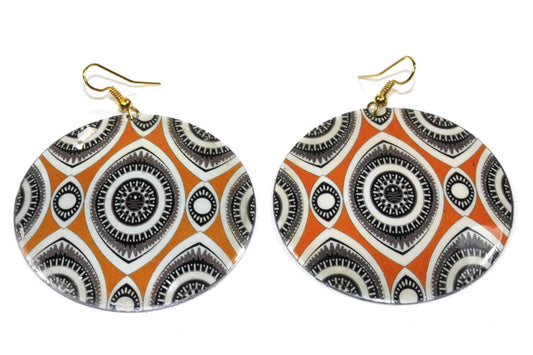 Boucles d'oreilles faites à la main en nacre, motif œil porte-bonheur et henné, 5 cm