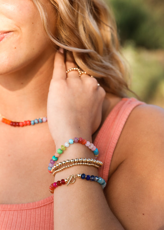 Armband aus natürlichen Edelsteinen + Knebelverschluss aus 14 Karat Gold Filled: Skyline