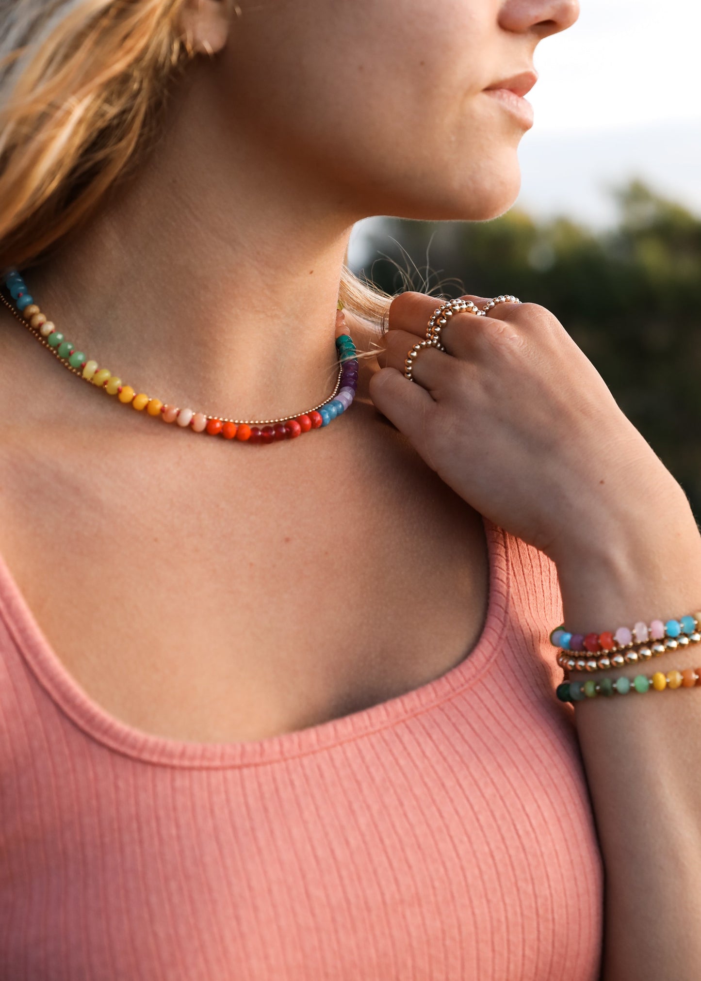 Halskette mit Naturstein + 14k Gold Filled Knebelverschluss : Skyline