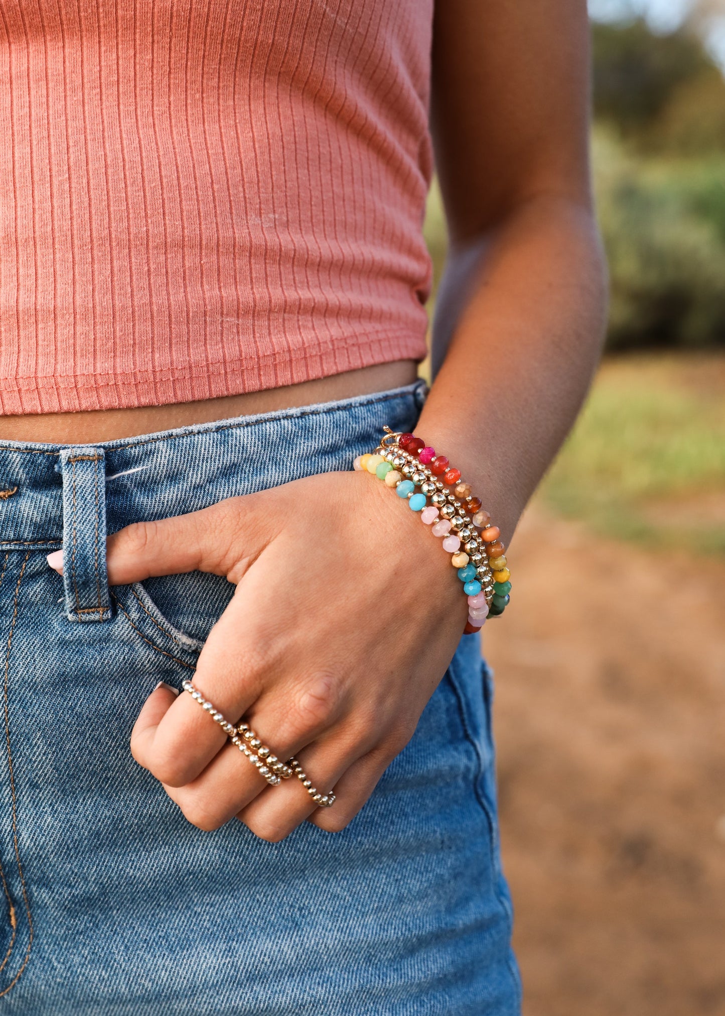 Armband aus Naturstein + Knebelverschluss aus 585er Gold : Key West