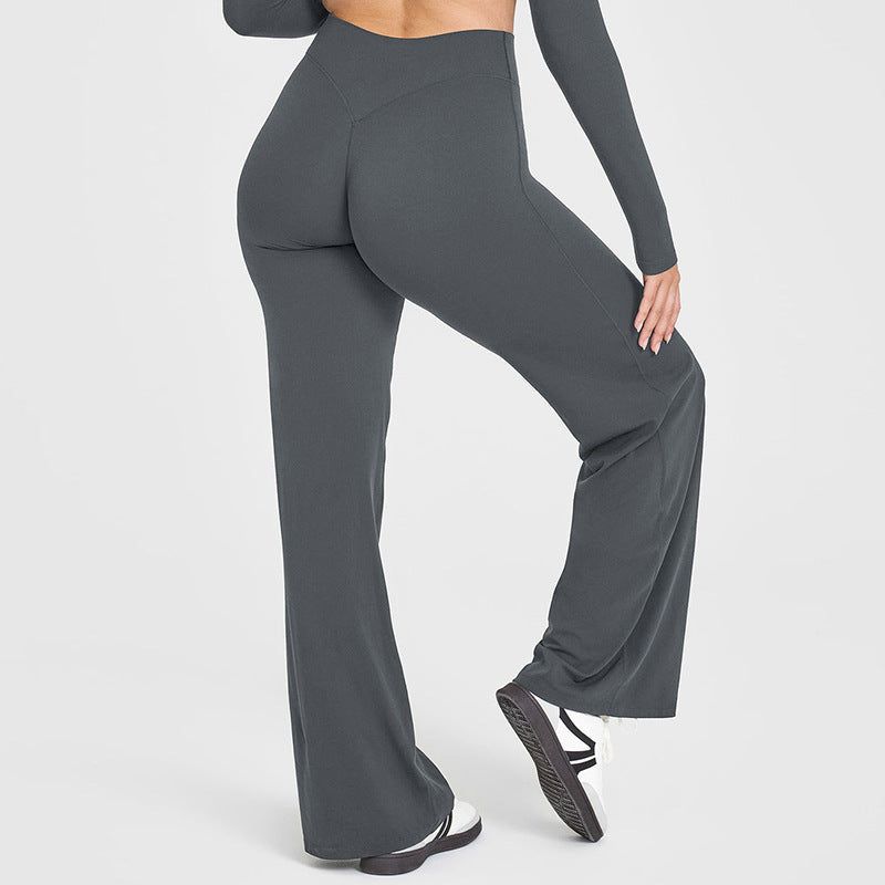 Loose Straight-leg Yoga Pants That Create A Slimming High-waisted Look