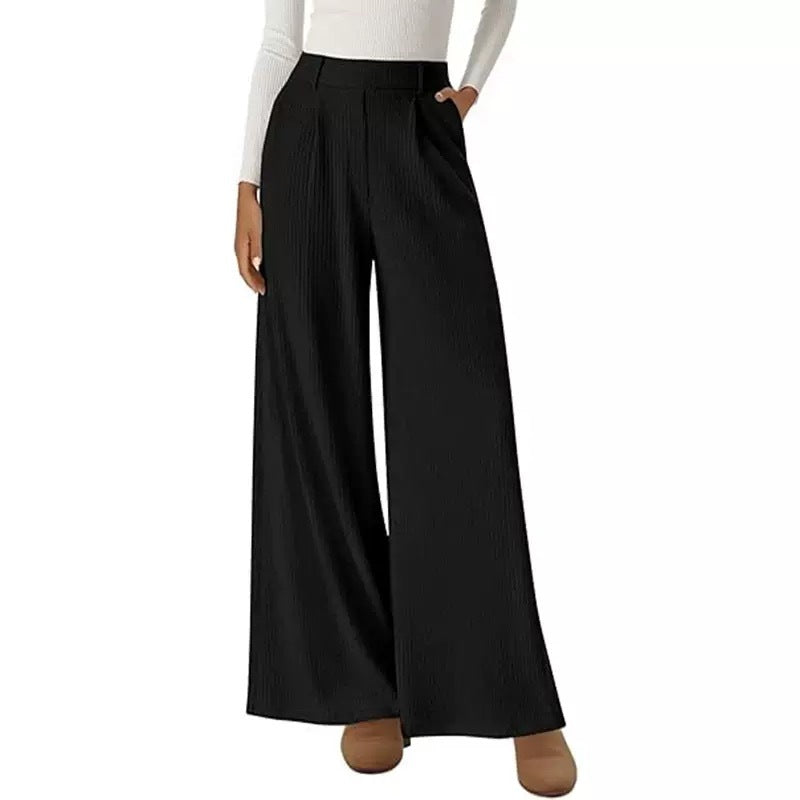 Solid Color Straight-leg Wide-leg Pants Women