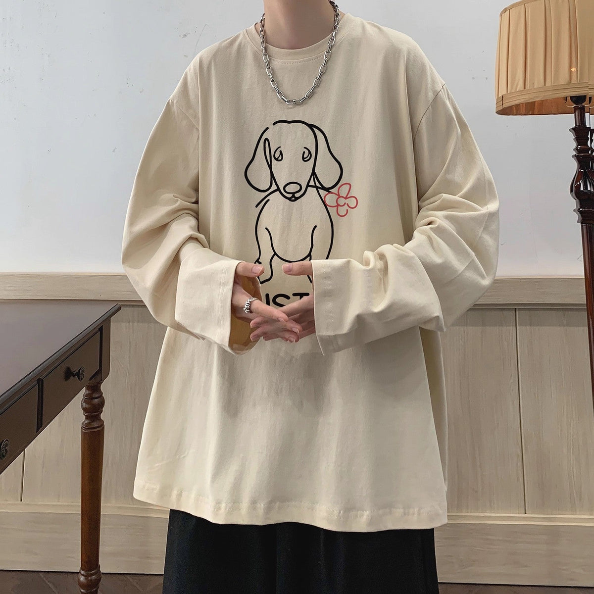 Cartoon Puppy Printed Long Sleeve T-shirt