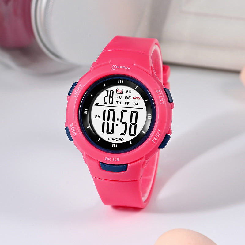 Fashion Pin Buckle Luminous Waterproof PU Strap Student Electronic Watch