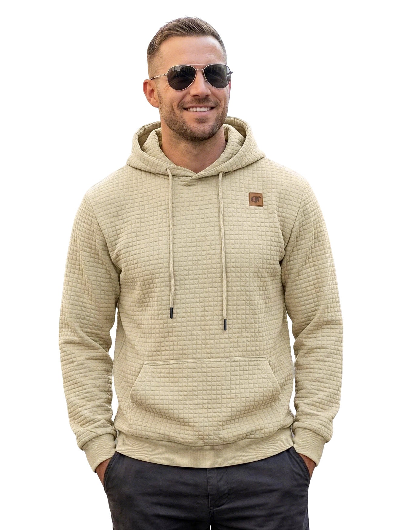 Mens Highly Elastic Jacquard Hooded Long-Sleeve Sweatshirt