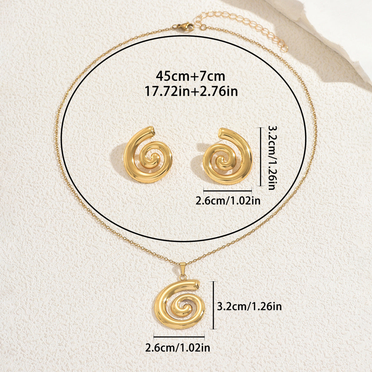 New Trendy Cross-border European American Women Jewelry Set, Gothic Niche Threaded Circle Design Pendant Necklace & Matching Earrings Daily Ornaments For Ladies