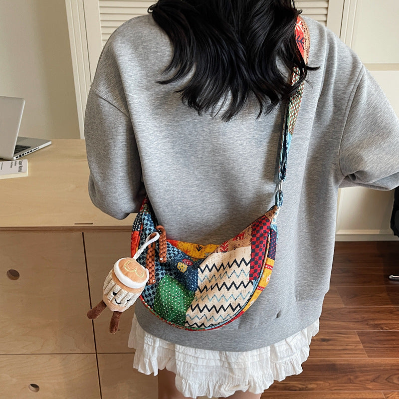 Textured Casual Personalized Fabric Bag Fashionable Single-shoulder Crossbody Bag