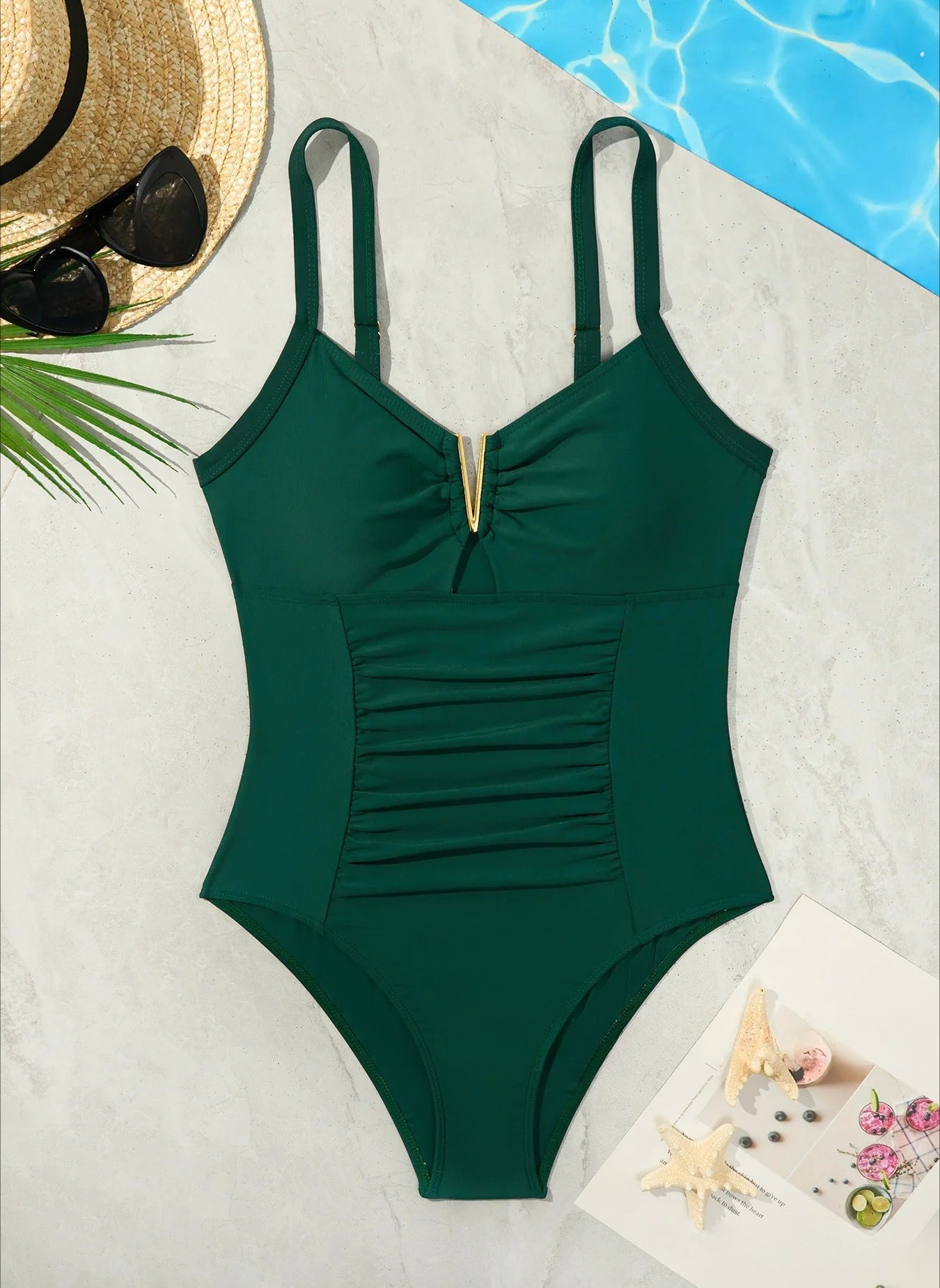 Women's One Piece Swimsuit Solid Color with Padded Bra Bathing Suit for Swimming