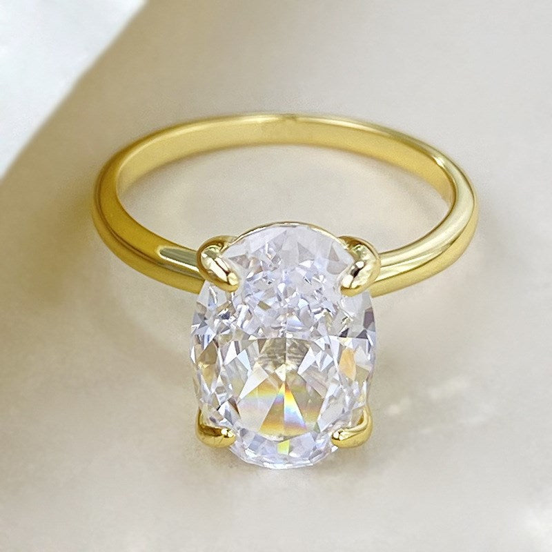 Oval Ring Female Four-claw Cold High Luxury