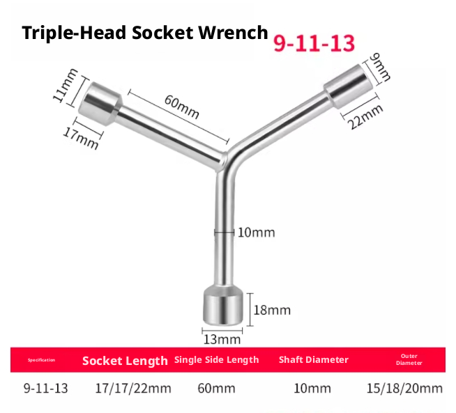 Y-shaped socket wrench-short trident-8 * 10 *12-1 pack