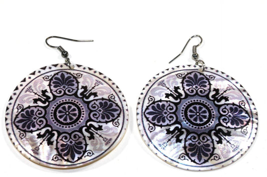 Boucles d'oreilles pendantes Chakra Mandala en nacre 2 pouces