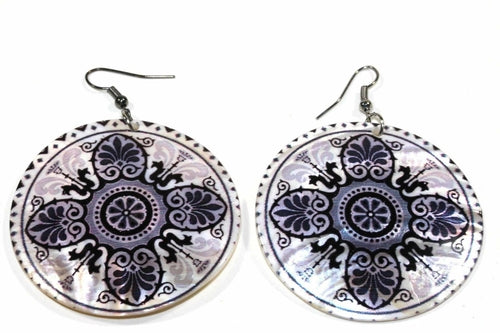 Boucles d'oreilles pendantes Chakra Mandala en nacre 2 pouces