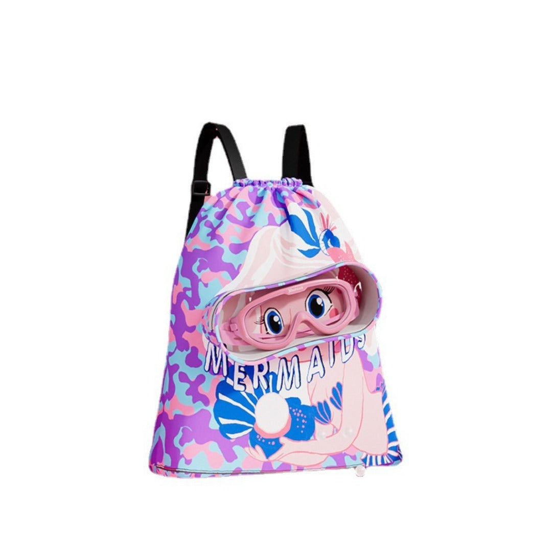 Children's swimming bag, wet and dry separation toilet bag, large-capacity swimming storage bag, beach storage bundle backpack.