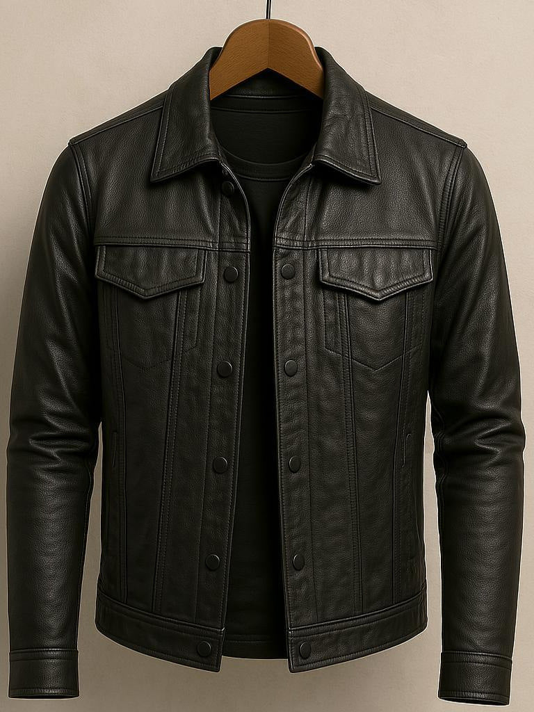 Mens Slim-fit Pilot Jacket With A Lapel Collar