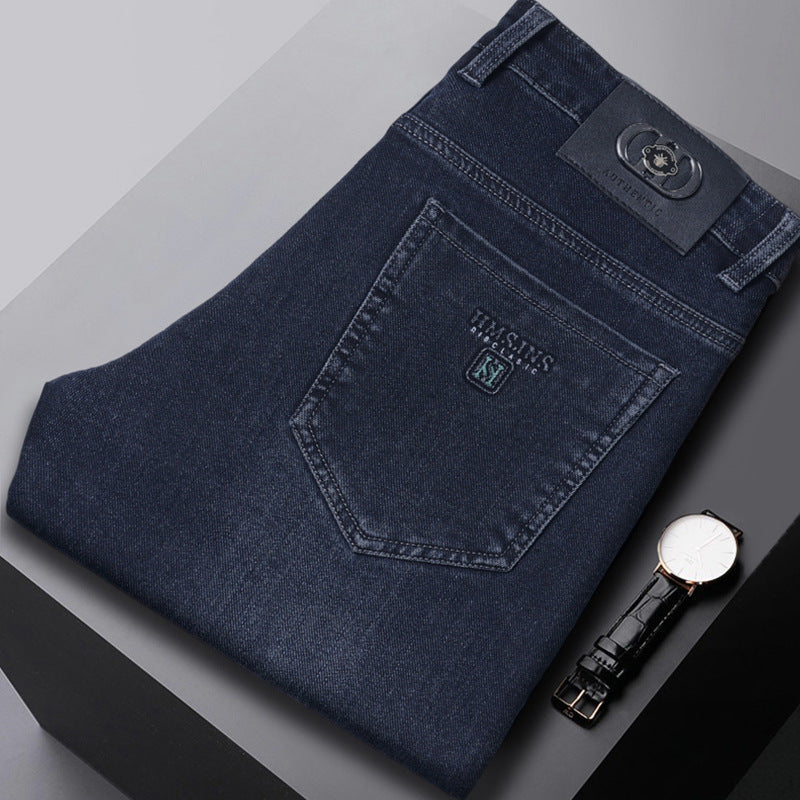 High-end Mens Straight-leg, Relaxed-fit, Plus-size Business Casual Jeans
