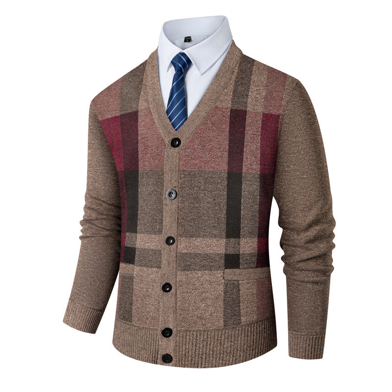 Mens Cardigan With Fleece Lining Thickened Outerwear