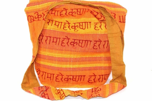 Sac bandoulière Hare Krishna Jhola en coton de 14 pouces avec poche zippée