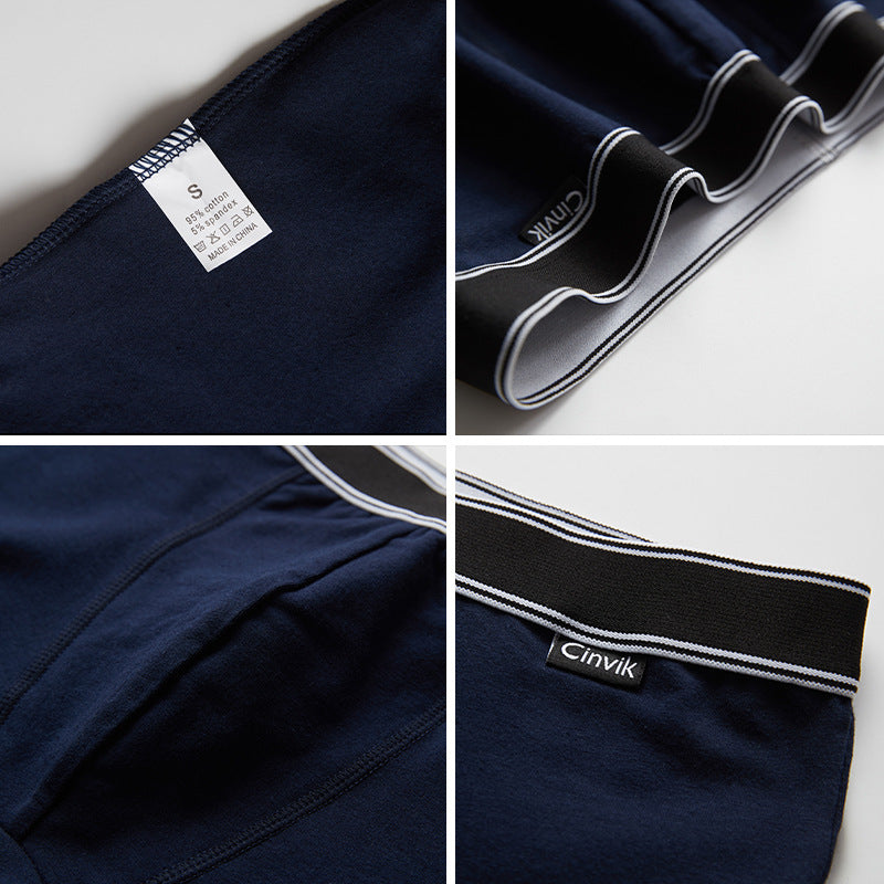 Cotton Mid-rise Boxer Briefs Breathable Men's Underpants