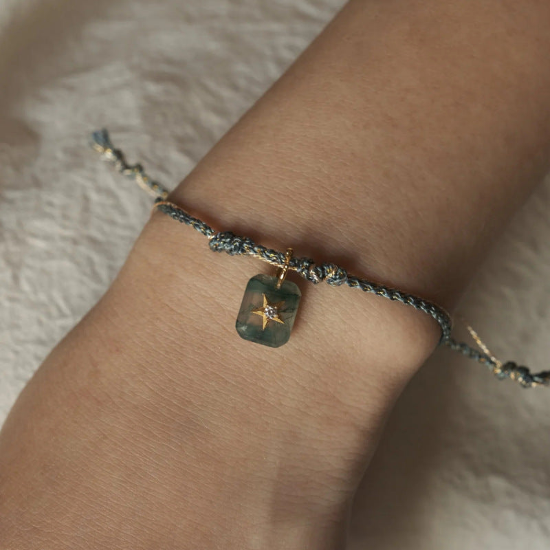 Womens Stainless Steel Natural Stone Bracelet And Necklace