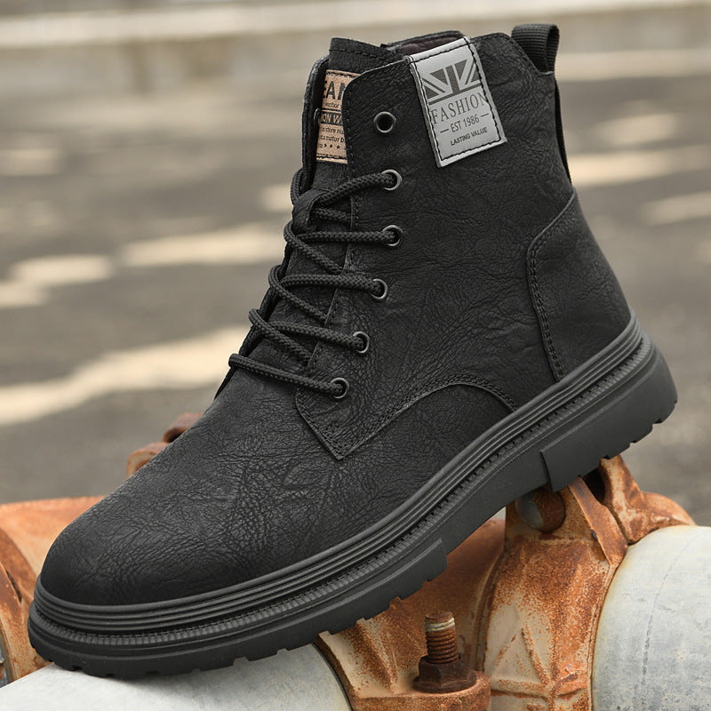 Short Men's Genuine Leather British Casual Shoes