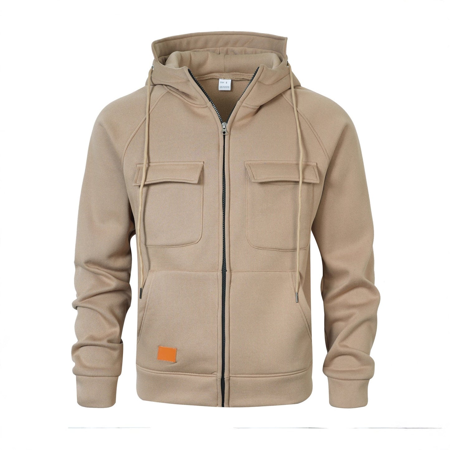 Mens Loose-Fit Hoodie With Multiple Pockets And A Stand-Up Collar