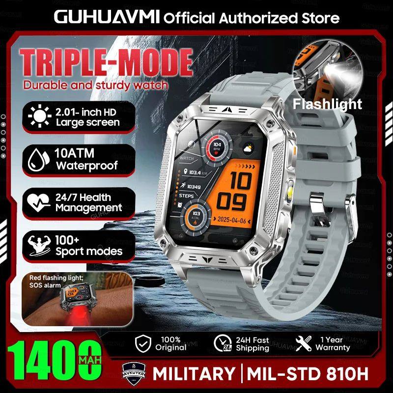 New Military 1400mAh Battery Smart Watch With LED Flashlight