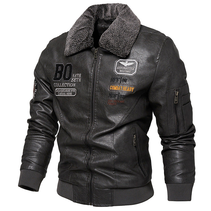 Foreign Trade New Men's Casual Fashion Leather Slim Fit Leather Jacket Coat