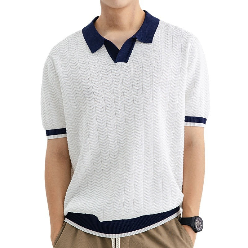 Polo Shirt Men's Ice Silk Led High-end Short-sleeved T-shirt Summer