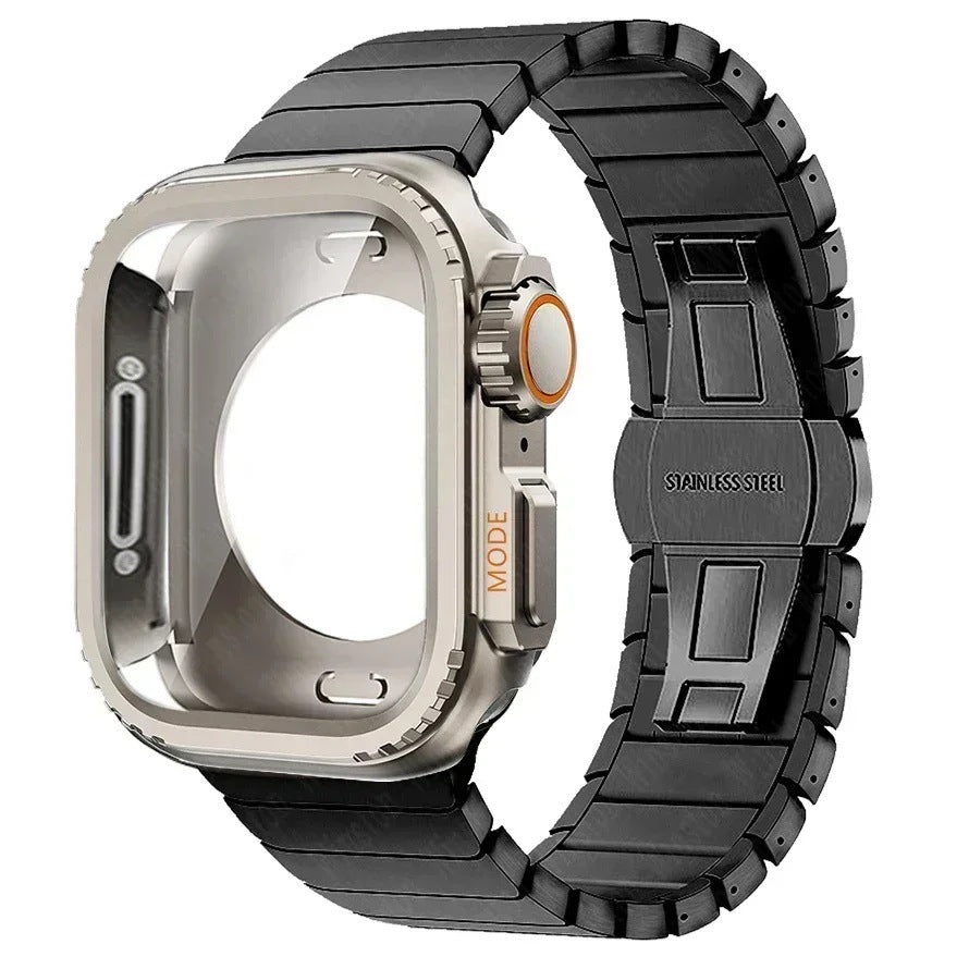 One-piece Butterfly-clasp Stainless Steel Metal Watch Strap