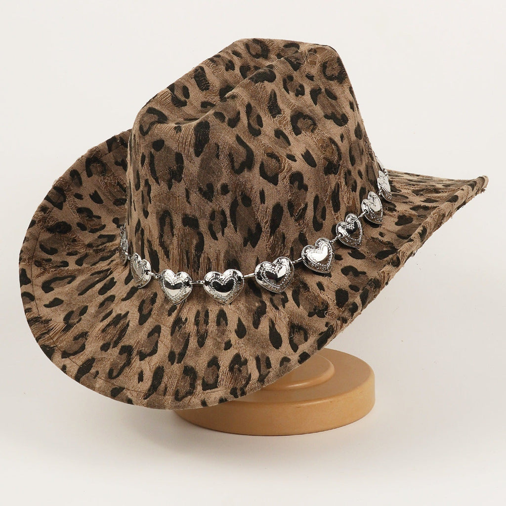 Unisex Black Leopard-print Denim Hat