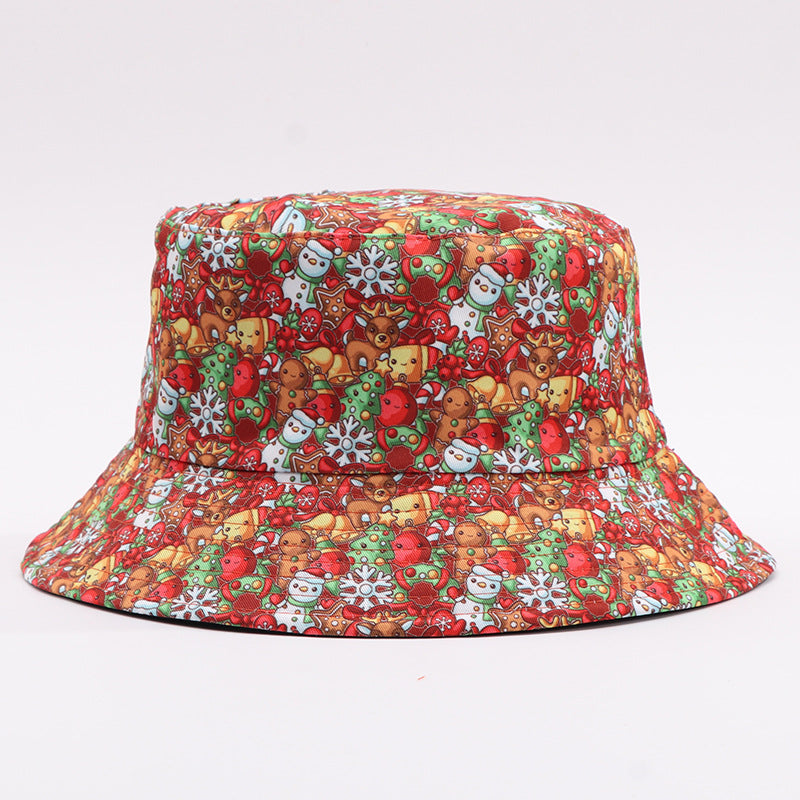 European And American Digital-print Bell-shaped Reindeer Bucket Hat