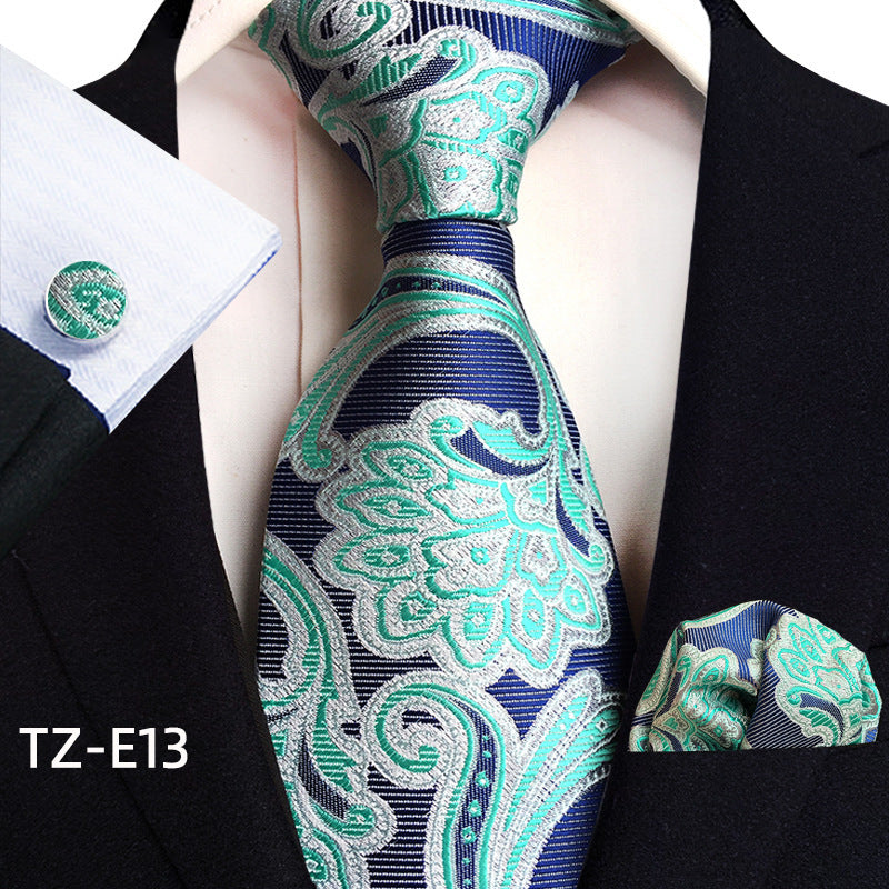 Paisley Tie Square Scarf Pocket Square Cufflinks Three-piece Set