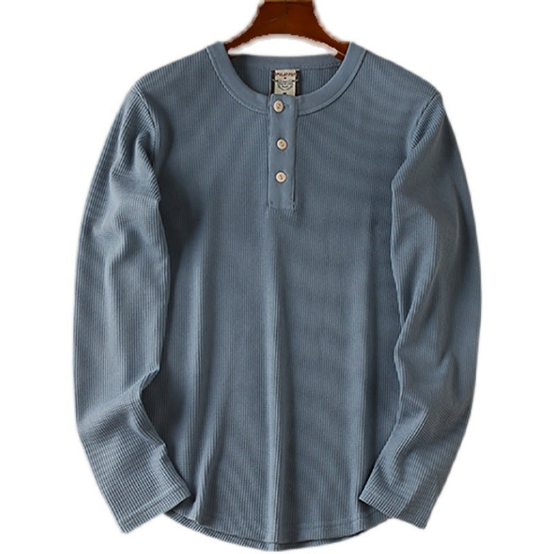 European And American Men's Cotton Waffle-Weave Long-Sleeve T-Shirt Base Layer