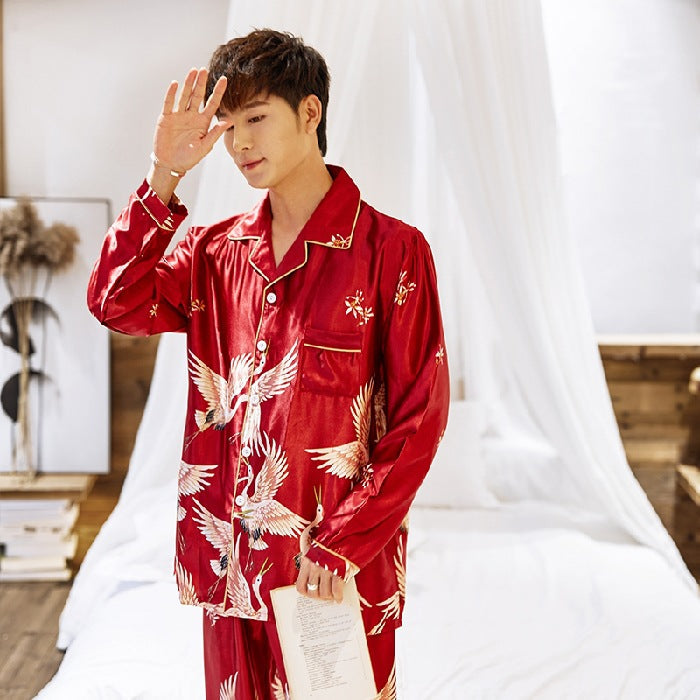 Casual Cardigan Unisex Long-sleeve Pajama Set